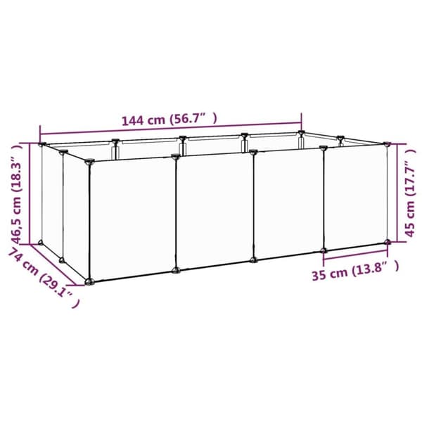 vidaXL Smådyrbur svart 144x74x46,5 cm PP og stål