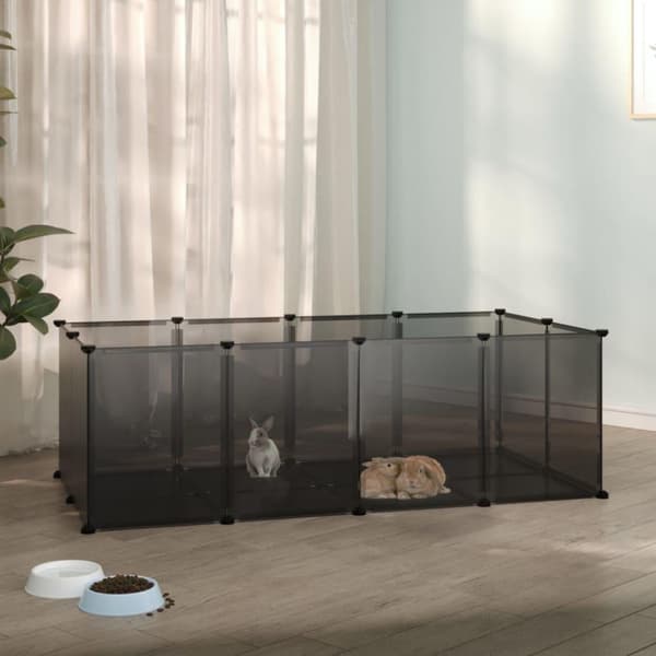 vidaXL Smådyrbur svart 144x74x46,5 cm PP og stål