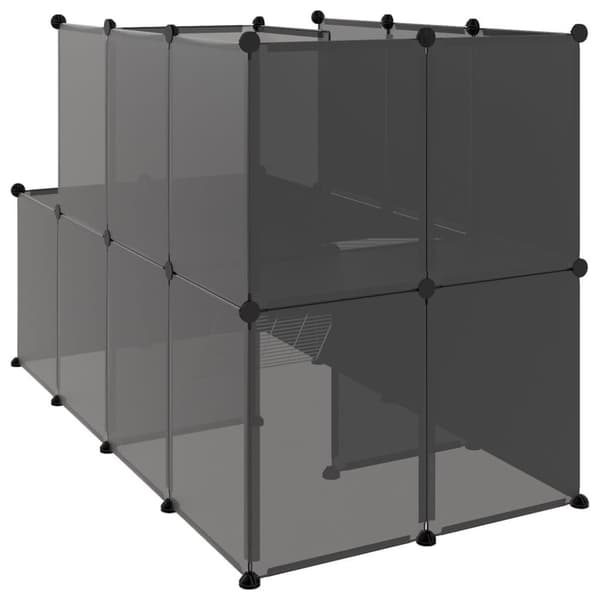 vidaXL Smådjursbur svart 142x74x93 cm PP och stål