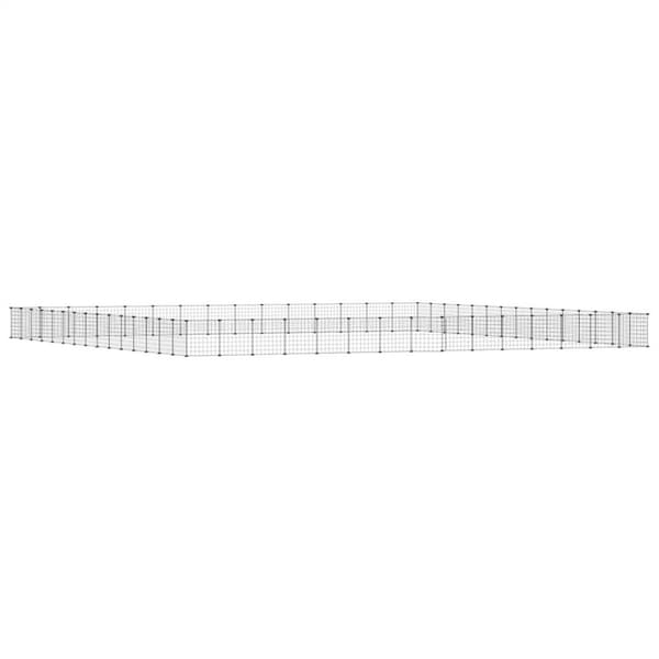 vidaXL Dyrebur 60 paneler med dør svart 35x35 cm stål