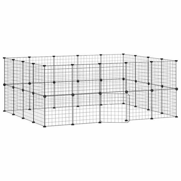 vidaXL 36-paneelinen lemmikkihäkki ovella musta 35x35 cm teräs