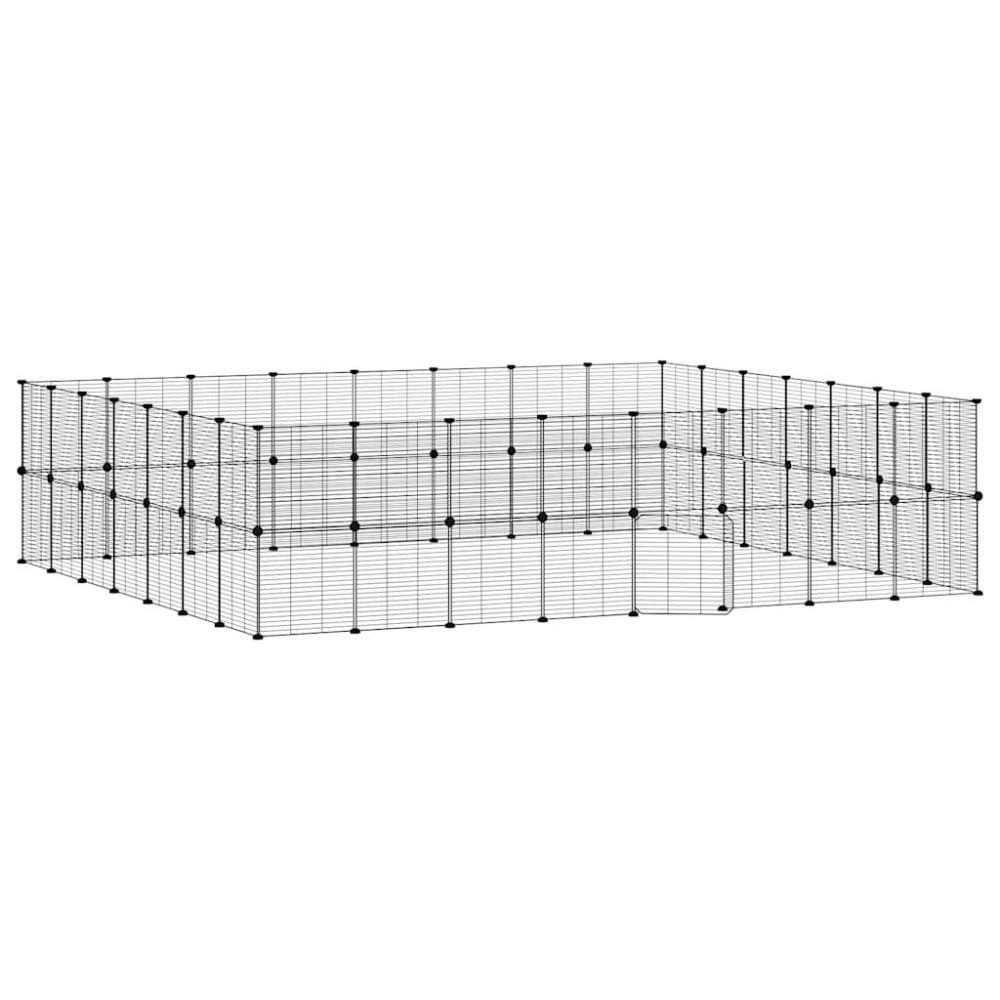 vidaXL Hundgård svart 60 paneler 35x35 cm stål