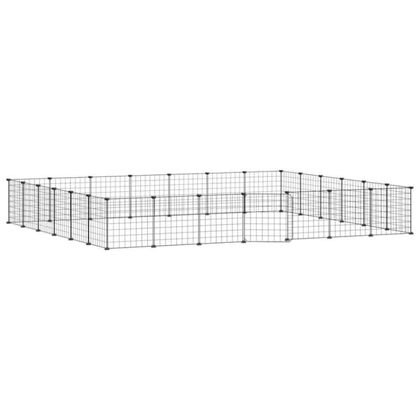 vidaXL Dyrebur 28 paneler med dør svart 35x35 cm stål