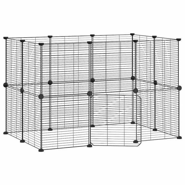 vidaXL Dyrebur 20 paneler med dør svart 35x35 cm stål