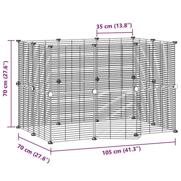 vidaXL Dyrebur 20 paneler med dør svart 35x35 cm stål