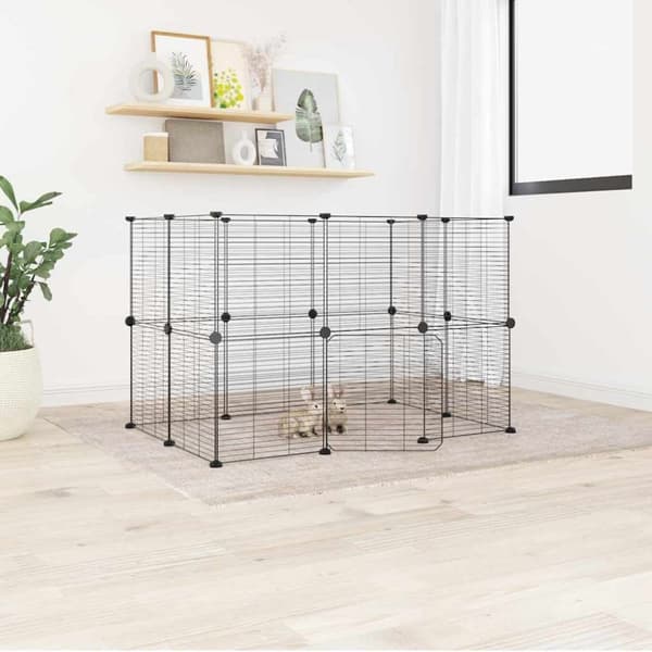 vidaXL Dyrebur 20 paneler med dør svart 35x35 cm stål