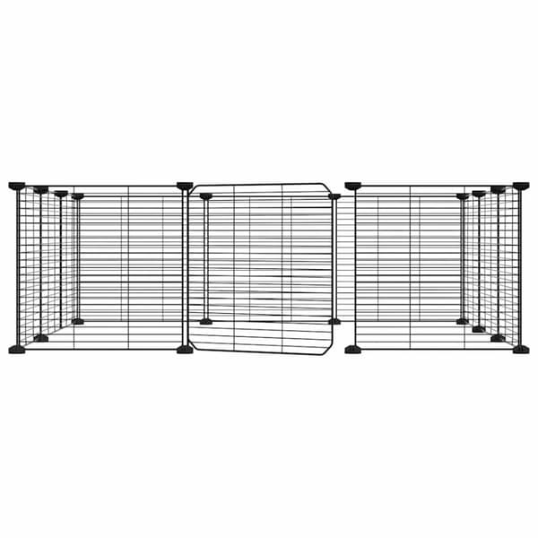 vidaXL Dyrebur 12 paneler med dør svart 35x35 cm stål