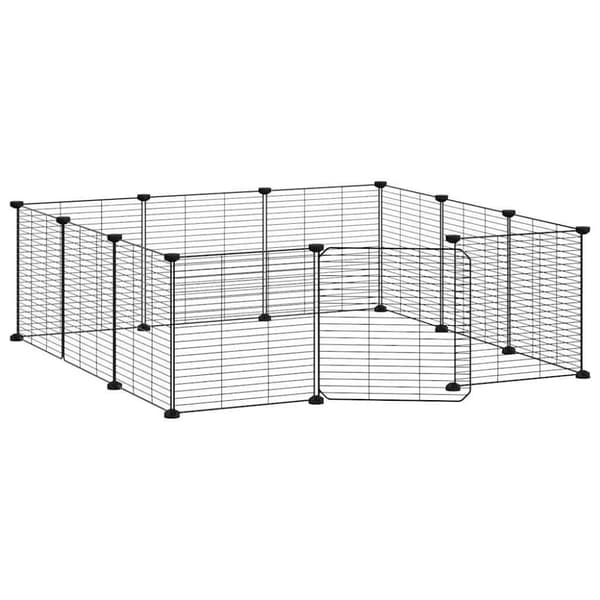 vidaXL Dyrebur 12 paneler med dør svart 35x35 cm stål