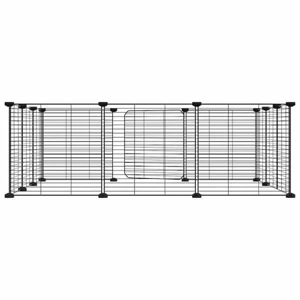 vidaXL Dyrebur 12 paneler med dør svart 35x35 cm stål