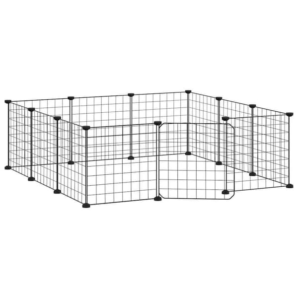 vidaXL Dyrebur 12 paneler med dør svart 35x35 cm stål