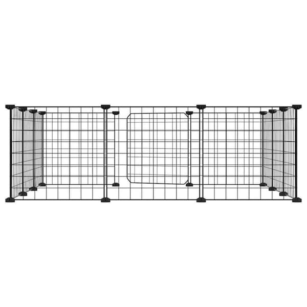 vidaXL Dyrebur 12 paneler med dør svart 35x35 cm stål