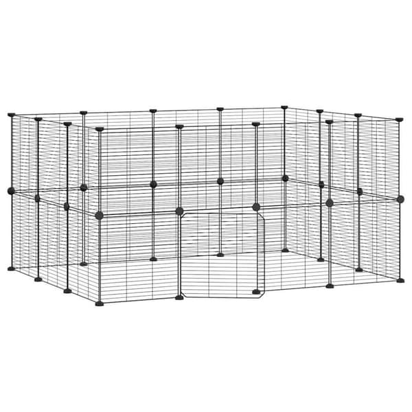 vidaXL Dyrebur 28 paneler med dør svart 35x35 cm stål