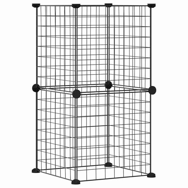 vidaXL 8-panels kæledyrsindhegning 35x35 cm stål sort