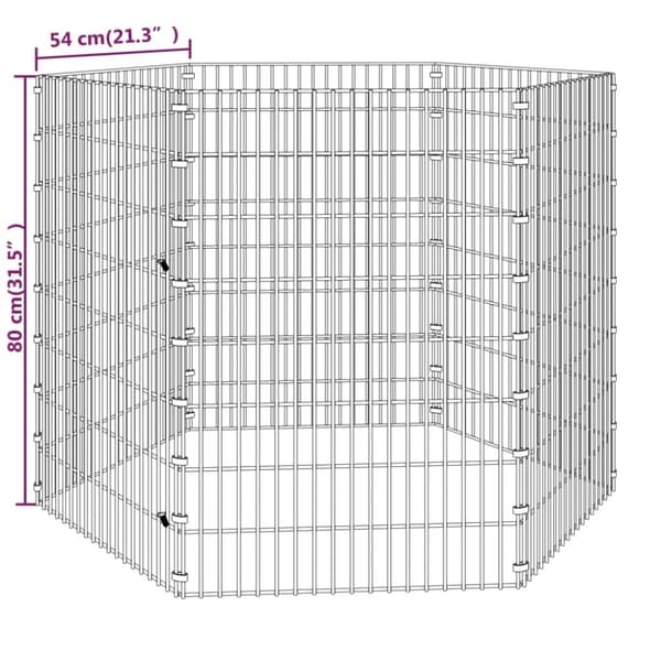 vidaXL Eläinhäkki Free Range 6-paneelia 54x80 cm galvanoitu rauta