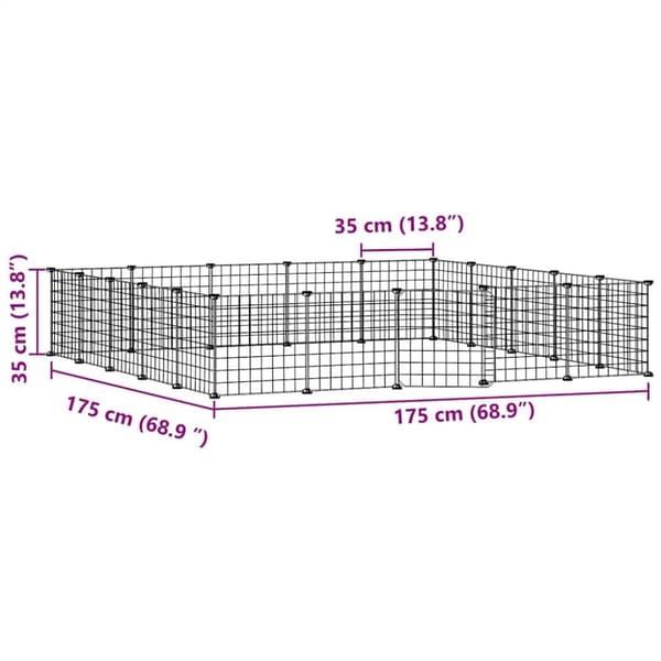 vidaXL Dyrebur 20 paneler med dør svart 35x35 cm stål