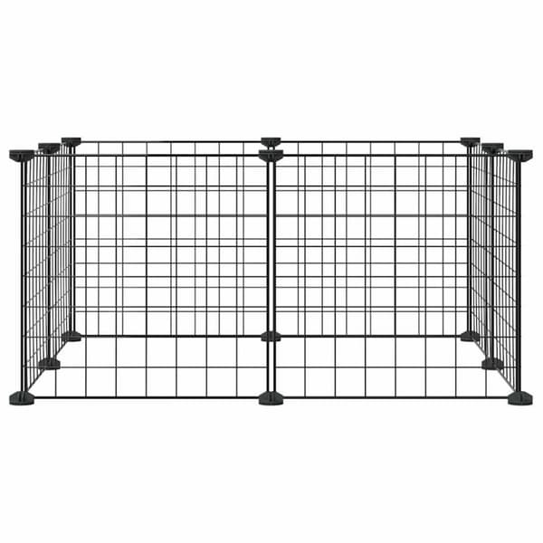 vidaXL 8-panels kæledyrsindhegning 35x35 cm stål sort