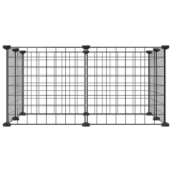 vidaXL 8-panels kæledyrsindhegning 35x35 cm stål sort