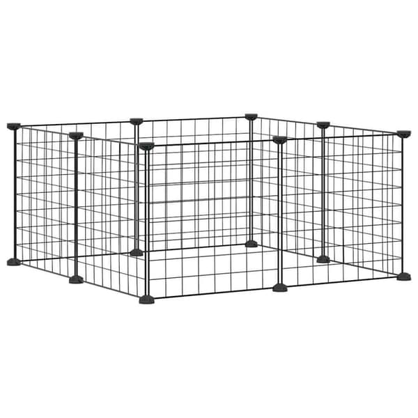 vidaXL Dyrebur 8 paneler svart 35x35 cm stål