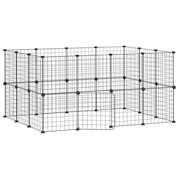vidaXL Dyrebur 28 paneler med dør svart 35x35 cm stål