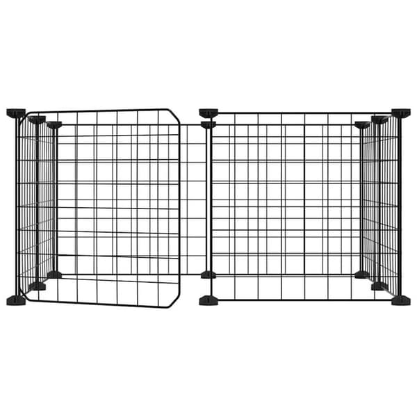 vidaXL Dyrebur 8 paneler med dør svart 35x35 cm stål