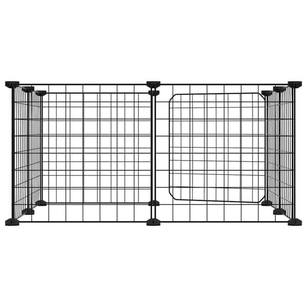 vidaXL Dyrebur 8 paneler med dør svart 35x35 cm stål