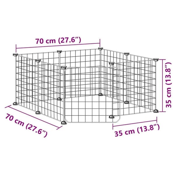 vidaXL Dyrebur 8 paneler med dør svart 35x35 cm stål