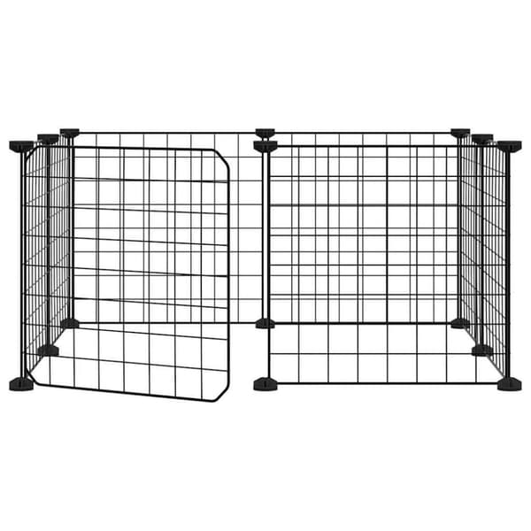 vidaXL Dyrebur 8 paneler med dør svart 35x35 cm stål