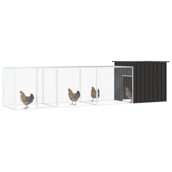 vidaXL hønsegård 400x91x100 cm galvaniseret stål antracitgrå