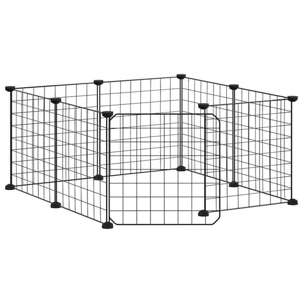 vidaXL 8-paneelinen lemmikkihäkki ovella musta 35x35 cm teräs