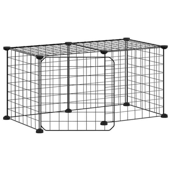 vidaXL 8-panels kæledyrsindhegning med låge 35x35 cm stål sort
