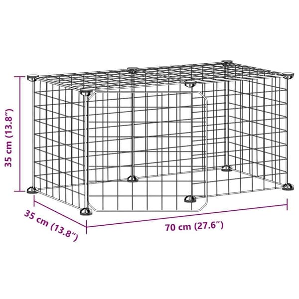vidaXL 8-panels kæledyrsindhegning med låge 35x35 cm stål sort