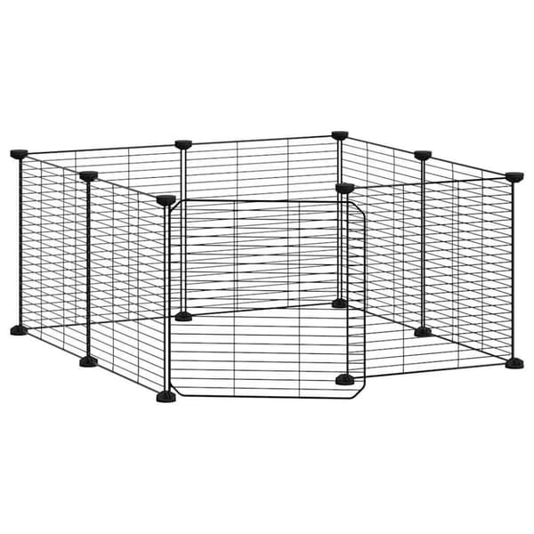 vidaXL 8-panels kæledyrsindhegning med låge 35x35 cm stål sort