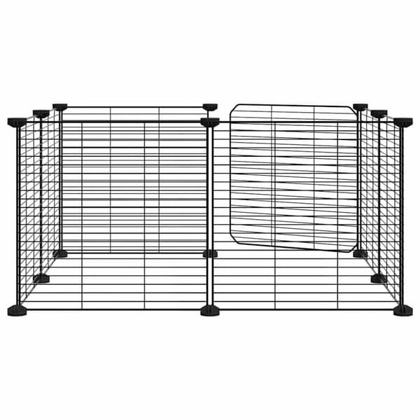 vidaXL 8-panels kæledyrsindhegning med låge 35x35 cm stål sort