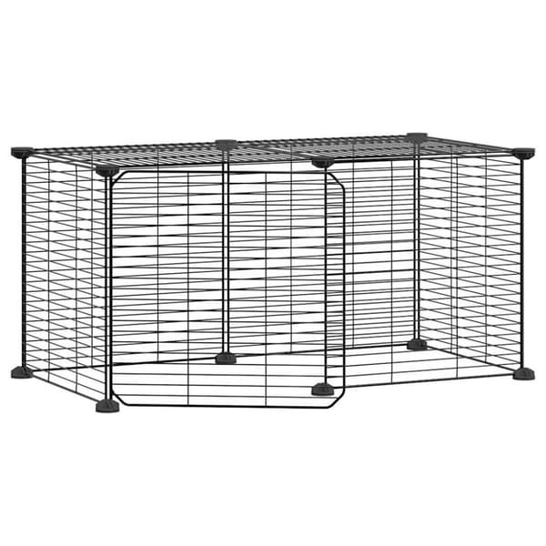 vidaXL 8-panels kæledyrsindhegning med låge 35x35 cm stål sort