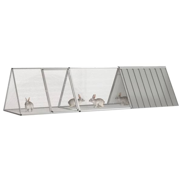 vidaXL Kanihäkki harmaa 302,5x80,5x71 cm galvanoitu teräs