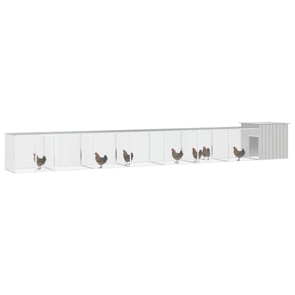 vidaXL hønsehus 800x91x100 cm galvaniseret stål grå