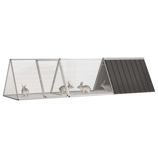 vidaXL Kaninbur antracit 302,5x80,5x71 cm galvaniserat stål