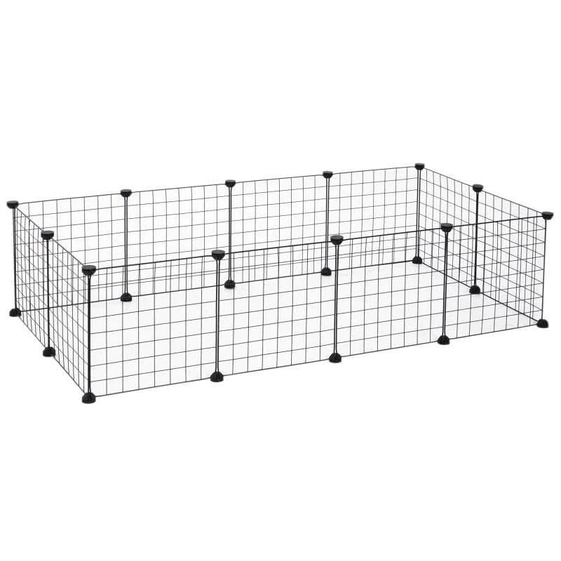 Rootz Animal Cage - Pet Playpen - Enclosure Run - Cage - Black - 106Lx73Wx36Hcm