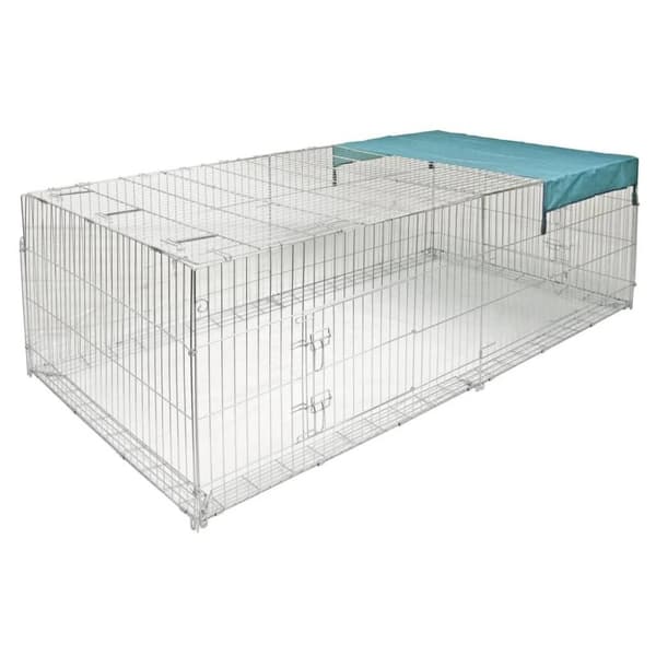 Kerbl udendørs løbegård med barriere 230x115x70 cm krom