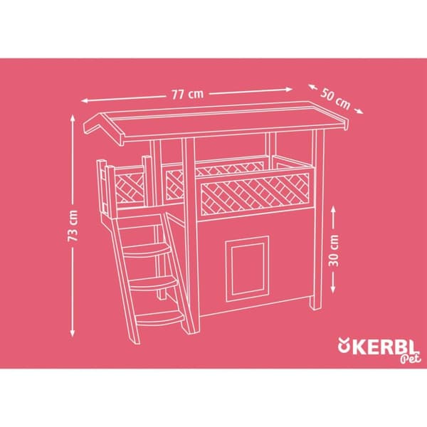 Kerbl Kissatalo Lodge Ontario 77x50x73 cm vaaleanharmaa