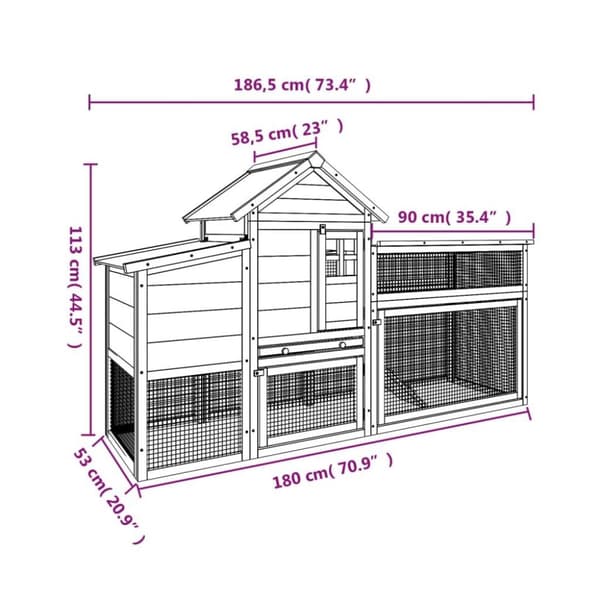 vidaXL Kanankoppi mokka 186,5x58,5x113 cm täysi mänty