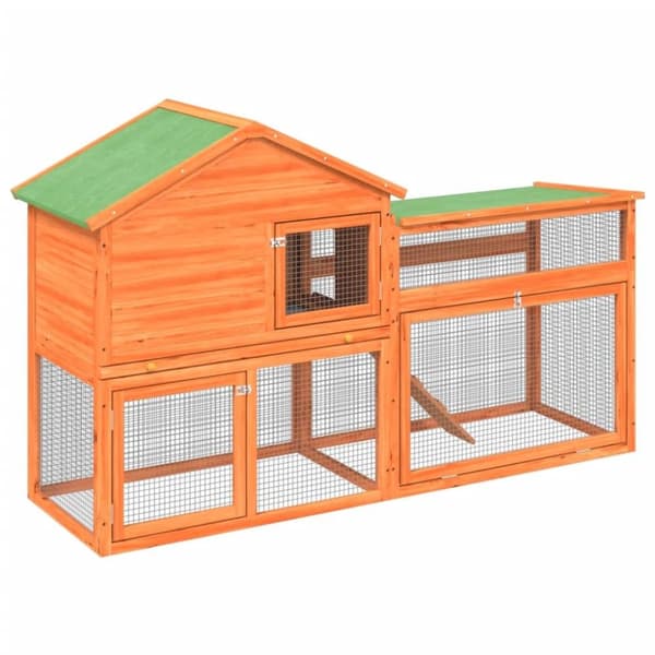 vidaXL kaninbur 185,5x60,5x109,5 cm massivt fyrretræ brun