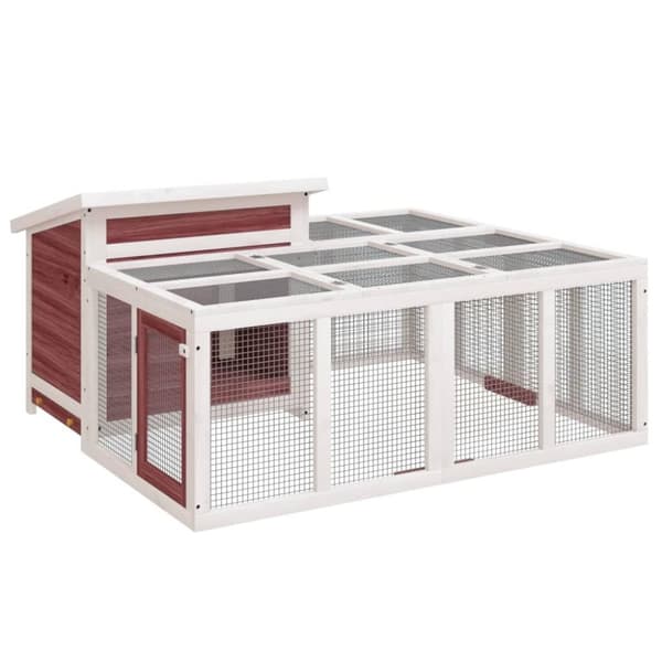 vidaXL kaninbur 144x123x67,5 cm massivt fyrretræ mokkafarvet