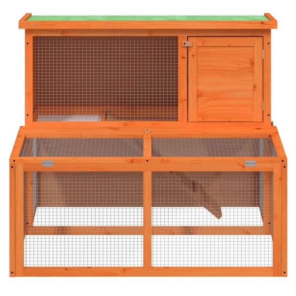 vidaXL kaninbur 102x90x84,5 cm massivt fyrretræ brun
