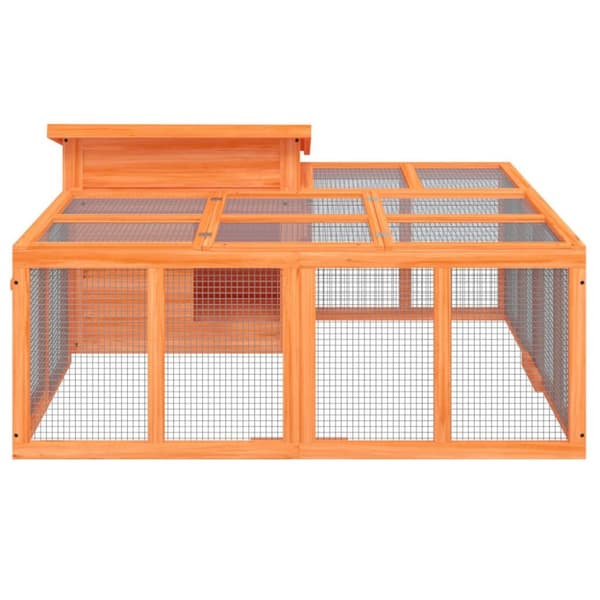 vidaXL Kaninbur brun 144x123x67,5 cm heltre furu