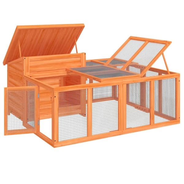 vidaXL Kaninbur brun 144x123x67,5 cm heltre furu