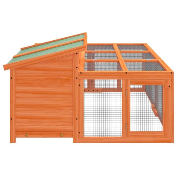 vidaXL Kaninbur brun 144x123x67,5 cm heltre furu