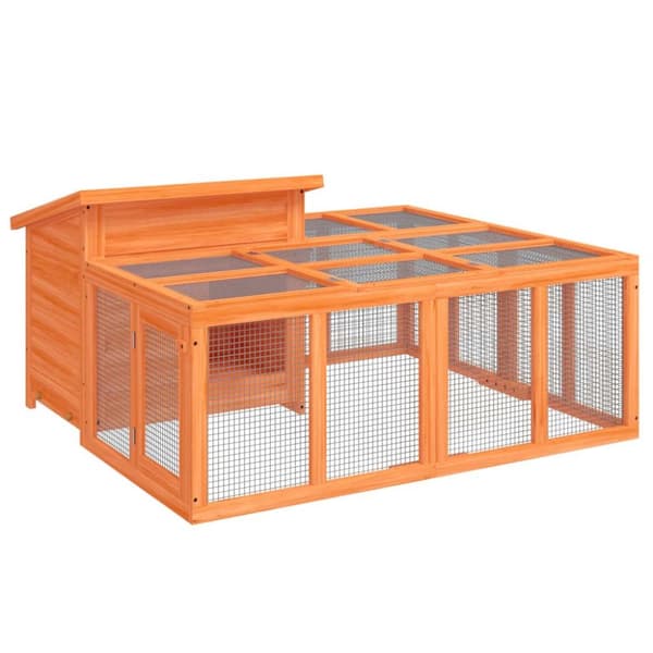 vidaXL Kaninbur brun 144x123x67,5 cm heltre furu