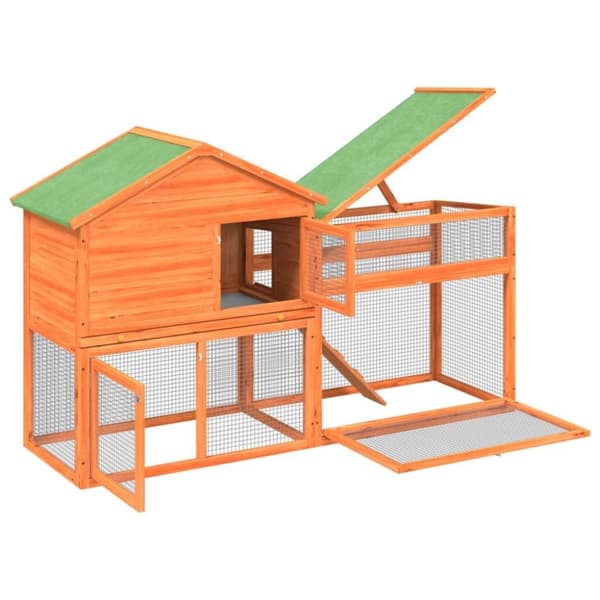 vidaXL Kaninbur brun 185,5x60,5x109,5 cm heltre furu