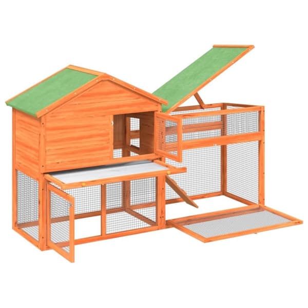 vidaXL Kaninbur brun 185,5x60,5x109,5 cm heltre furu